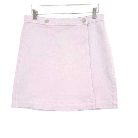J Crew Jeans Pastel Lavender Denim Wrap Short Mini Skirt Sz 27 / 4 A-Line - Picture 2 of 11
